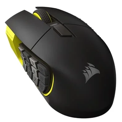 Mouse Gamer Sem Fio Corsair SCIMITAR ELITE SE, RGB, 16 Botões, 33000DPI, Preto e Amarelo - CH-9314415-WW