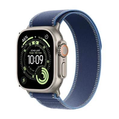 Apple Watch Ultra 3 GPS + Cellular, Caixa Natural de Titânio de 49 mm, Pulseira loop Trail Azul/Azul-Brilhante, M/G