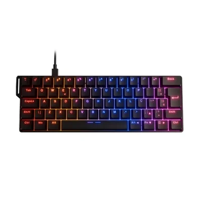 Teclado Mecânico Gamer Husky Pier, 60%, RGB, Switch Gateron EF Red, ABNT2, Hot-Swap, ABS Double Injection, Preto - HTG220PTVR