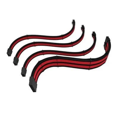 Cabo Extensor de Fonte Sleeved Rise Mode, 4 em 1, 1x 24p ATX, 1x 4+4p CPU, 2x 6+2p PCIe, Preto e Vermelho - RM-SL-BR