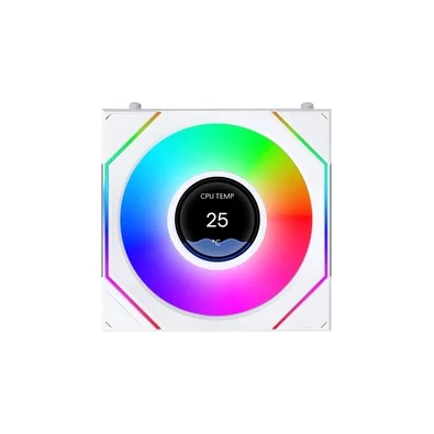 Ventoinha Lian Li Uni Fan SL INF LCD Reverse Blade, 120mm, ARGB, Tela LCD 1.8 IPS, Espelho Infinito, Branco - 12RSLIND1F1W