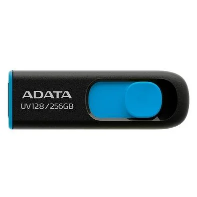 Pen Drive 256GB Adata AUV128, USB 3.2, Preto e Azul - AUV128-256G-RBE