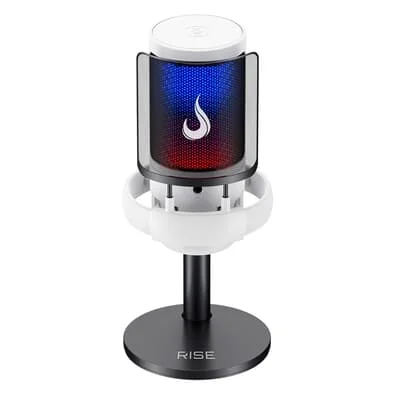 Microfone Gamer Rise Mode Elite 05 RGB, USB-C Condensador, Setup White, Branco - RM-ME-05-W