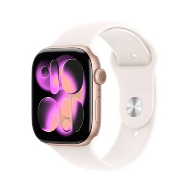 Apple Watch Series 11 GPS, Caixa Cor de Ouro Rosa de Alumínio de 46 mm, Pulseira Esportiva Blush-clara, Tamanho P/M - MEV64AM/A