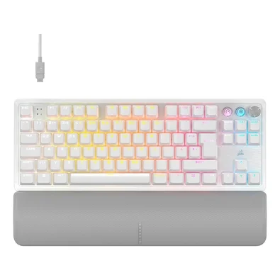 Teclado Magnético Gamer Corsair K70 PRO TKL LED RGB, Switch CORSAIR MGX, Hall Effect, Rapid Trigger, US, Branco - CH-911921G-NA