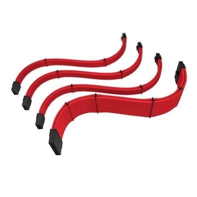 Cabo Extensor de Fonte Sleeved Rise Mode, 4 em 1, 1x 24p ATX, 1x 4+4p CPU, 2x 6+2p PCIe, Vermelho - RM-SL-FR