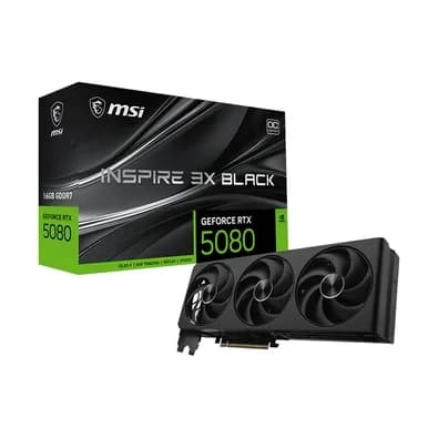 Placa de Vídeo MSI RTX 5080 Inspire 3X OC Black NVIDIA GeForce, 16GB, GDDR7 - G5080-16I3CB