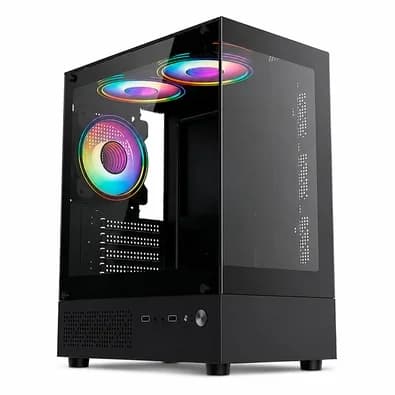 Gabinete Gamer Liketec Quest, Mid-Tower, M-ATX,Frontal e Lateral em Vidro Temperado, 3x Fans, Preto - LC-MX-QUEST-SF