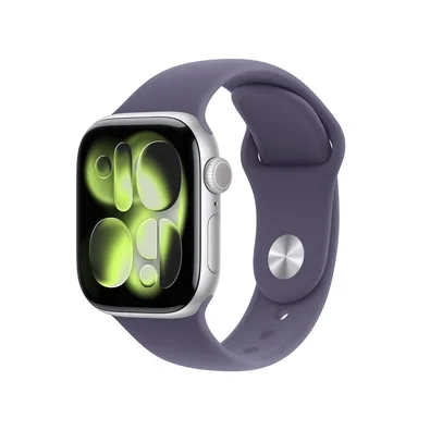 Apple Watch Series 11 GPS + Cellular, Caixa Prateada de Alumínio de 42 mm, Pulseira Esportiva Roxo-névoa, Tamanho P/M - MF8H4AM/A