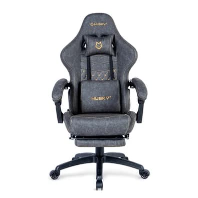 Cadeira Gamer Husky Tempest 700, Até 145kg, Almofadas, Reclinável 150º, PU, Descanso para Pés, Cinza - HCG700CZ