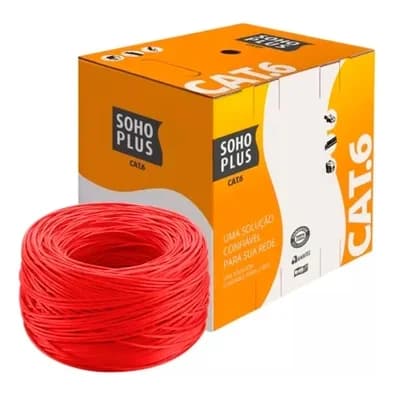 Cabo de Rede Sohoplus Cat.6 U/UTP 24AWGx4P CMX Vermelho 305 m