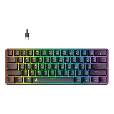 Teclado Mecânico Gamer Rise Mode GM1 Black, RGB, Switch Outemu Brown - RM-TCM-GM1-BBRO