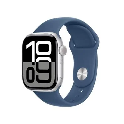 Apple Watch Series 10 GPS + Cellular, Caixa Prateada de Alumínio de 42 mm, Pulseira Esportiva Denim, Tamanho P/M - MWX33AM/A