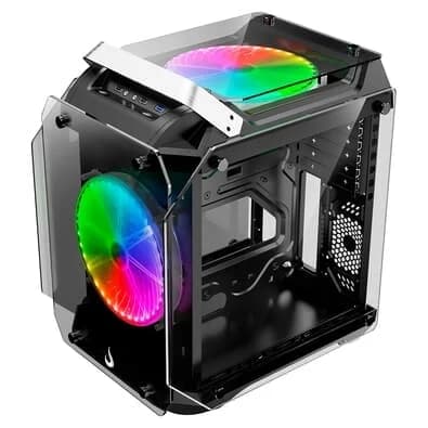 Gabinete Gamer Rise Mode Zeus Glass 02, Mid Tower, ARGB, Frontal e Lateral em Vidro, 2 Fans 200mm, Preto - RM-CA-ZE-02-ARGB