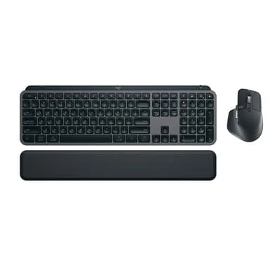 Kit Teclado e Mouse Sem Fio MX Keys S, Bluetooth ou Receptor Logi Bolt, com Apoio para as Mãos, Grafite - 920-011605