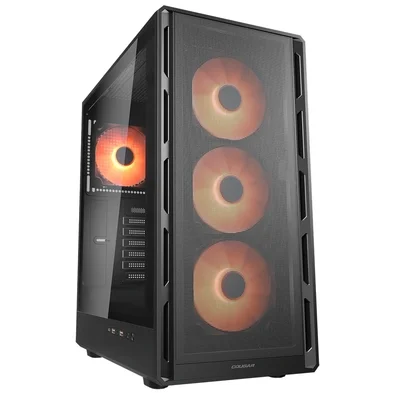 Gabinete Gamer Cougar MX600, Mid Tower, ATX, Lateral em Vidro Temperado, com 4 Fans, Preto - 382GA50.0003