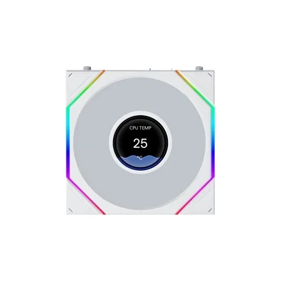 Ventoinha Lian Li Uni Fan TL LCD Flex Reverse Blade, 120mm, ARGB, PWM, Tela LCD 1.8, Branco - 12RTLLCD1F1W