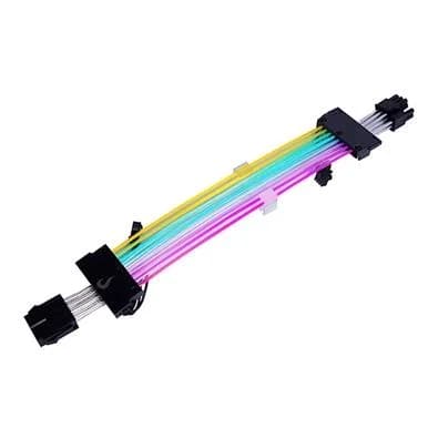 Cabo Extensor de Fonte Sleeved Rise Mode Aura, 6+2p PCIe GPU, ARGB, Preto - RM-SLV-01-FB-ARGB