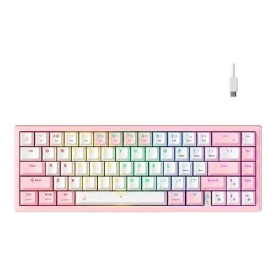 Teclado Mecânico Gamer Rise Mode GM1 Pro White and Pink, ARGB, Switch Outemu Blue, USB-C, Branco e Rosa - RM-TCM-GM1P-WPBLUE