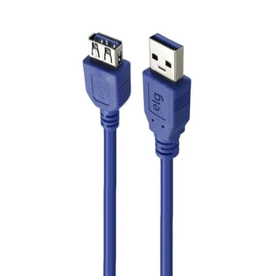 Cabo Extensor ELG USB-A Macho e Fêmea 3.0, 5Gbps, Azul - USBEXT1