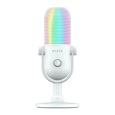 Microfone Razer Seiren V3 Chroma, RGB, Sensor Tap-to-Mute, Condensador, PC, Discord, OBS Studio, XSplit, USB, Branco - RZ19-05060200