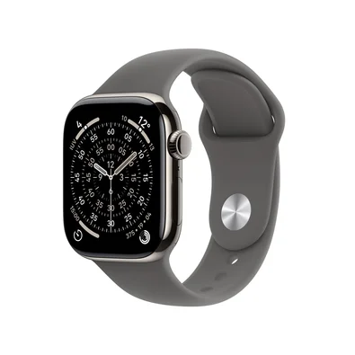 Apple Watch Series 11 GPS + Cellular, Caixa Natural de Titânio de 42 mm, Pulseira Esportiva Cinza-pedra, Tamanho P/M - MF8M4AM/A