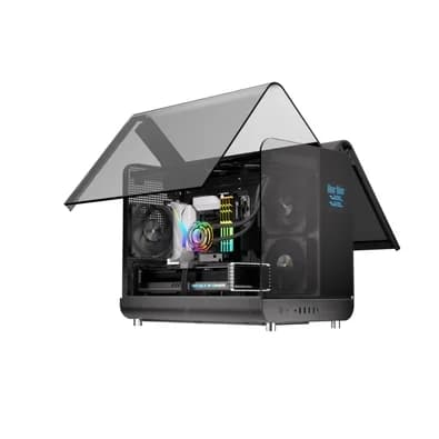 Gabinete Gamer Esgaming Aircredt 007, Mid Tower, M-ATX, Frontal e Lateral em Vidro Temperado, Sem Fans, Preto - Aircraft 007-BK