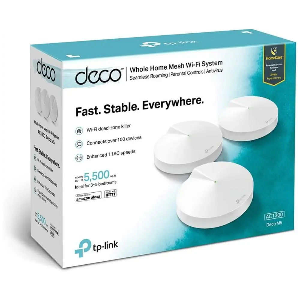 TP-Link Deco M5 Kit Roteador Wi-Fi Mesh Gigabit Dual-Band AC1300 - 3 Unidades