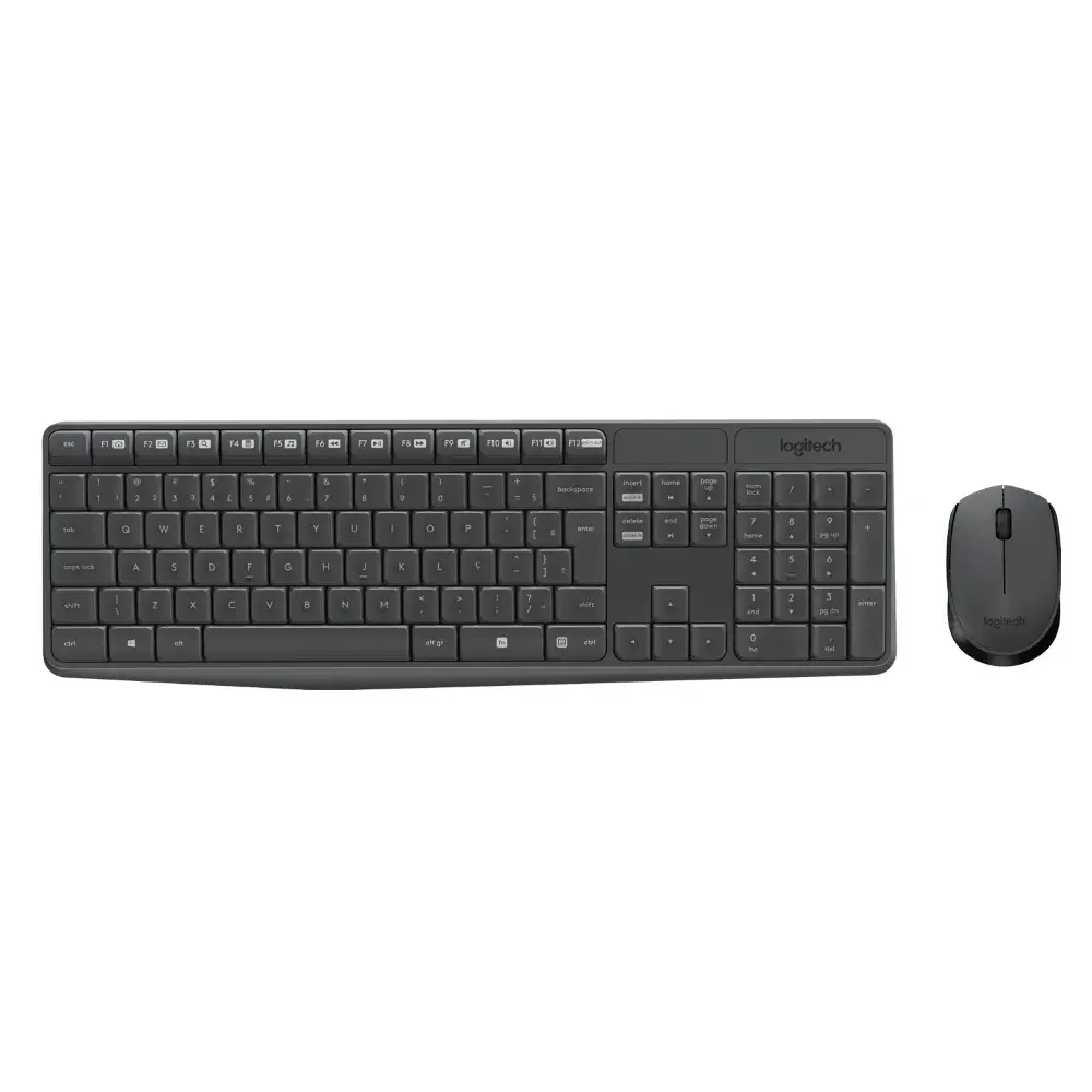 Combo Teclado e Mouse sem Fio Logitech MK235 Cinza ABNT2