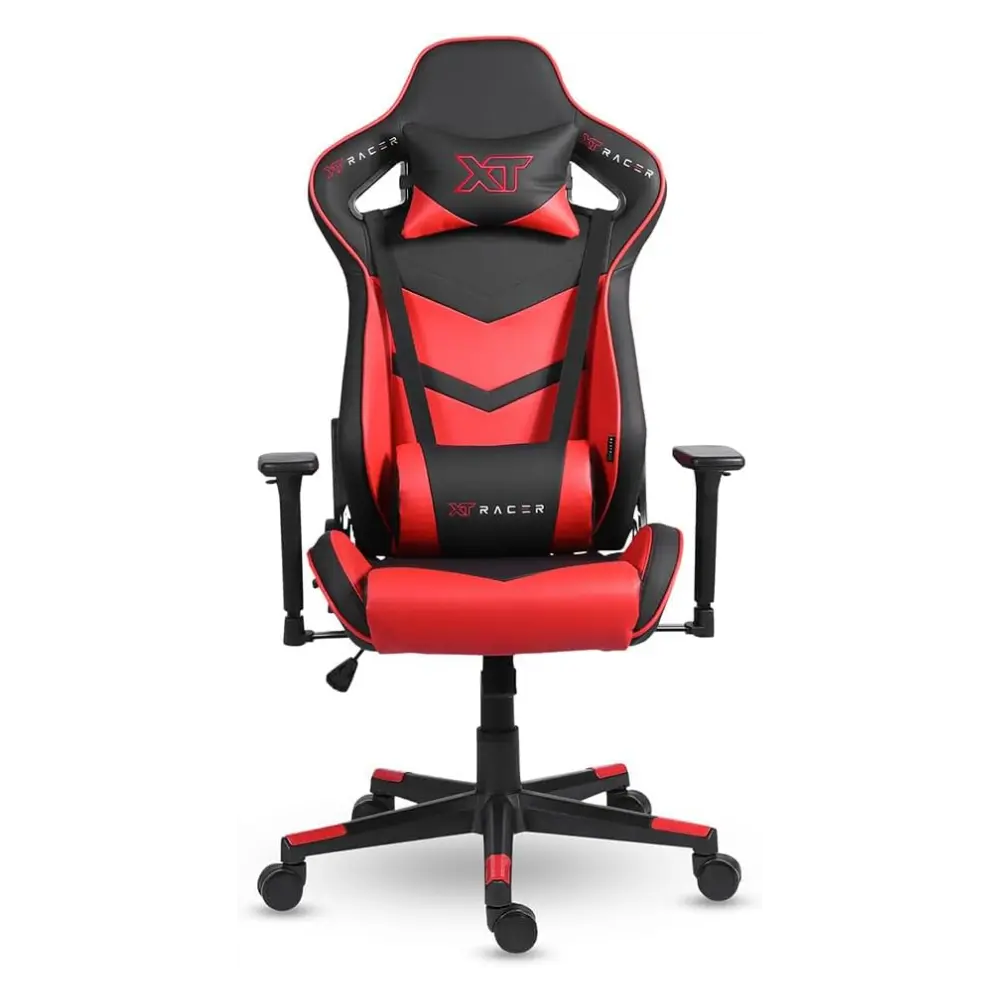 Cadeira Gamer XT Racer Taycan, Até 130Kg, Com Almofadas, Braço 3D, Cilindro de Gás Classe 4, Couro PU, Preta e Vermelha - XTR-042