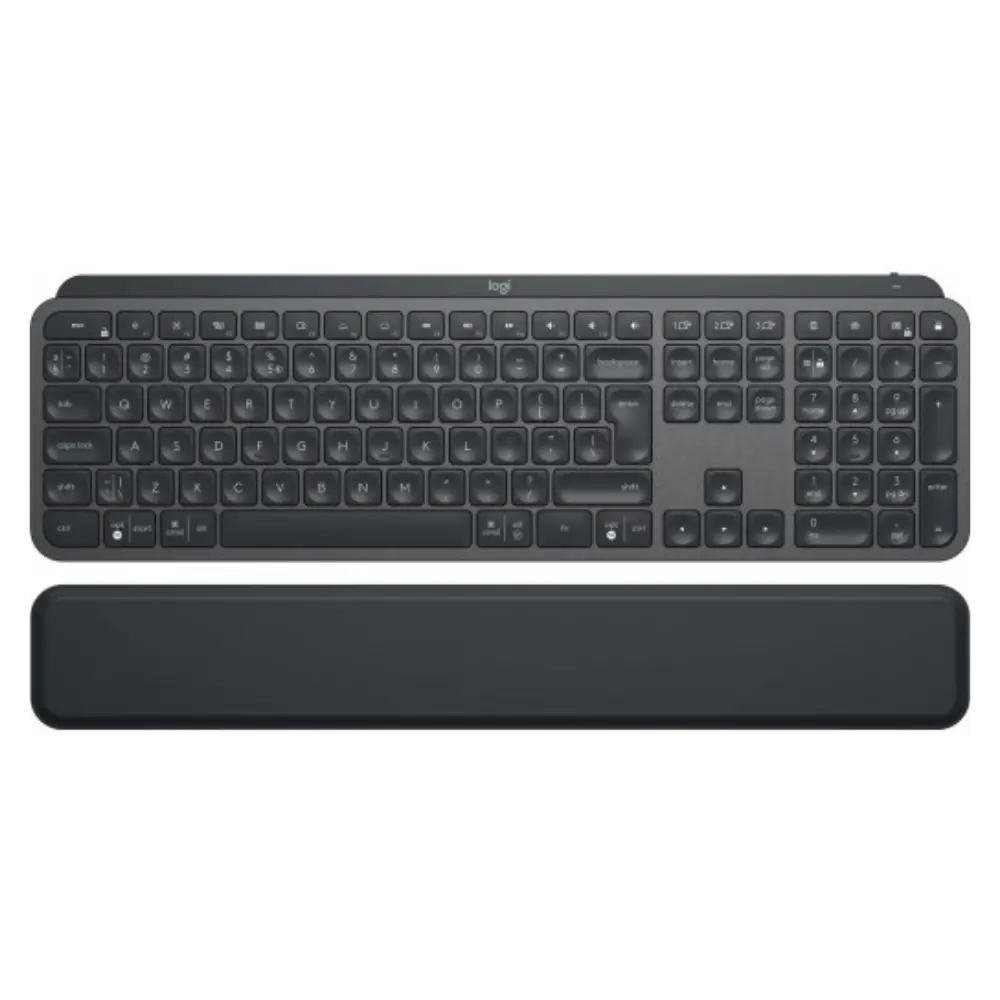 Teclado Logitech MX Keys Plus Advanced Wireless Illuminated Keyboard com apoio de palma, US International, Graphite