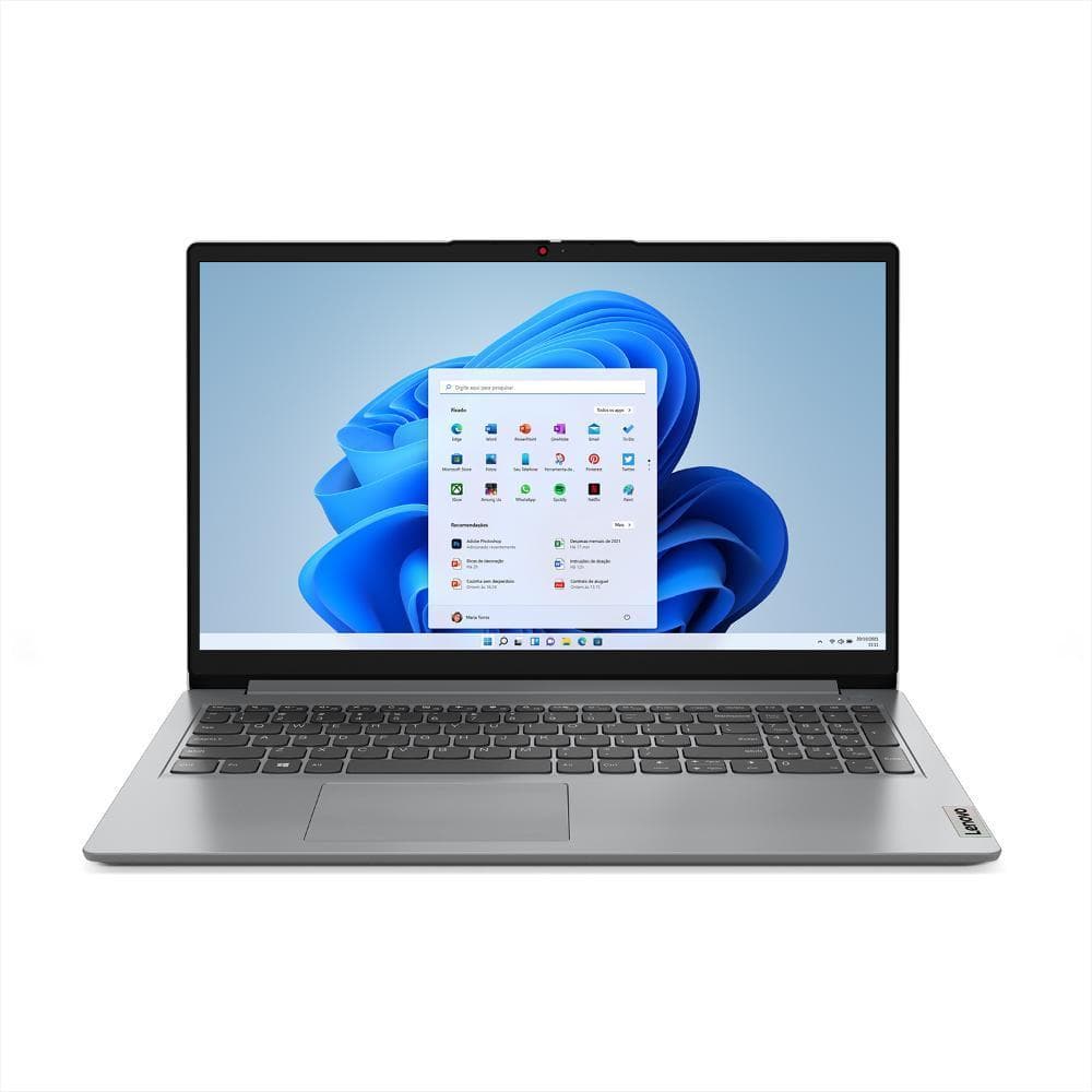 Notebook Lenovo Ideapad 1i Celeron N4020 4GB DDR4 128GB Windows 11 Home Tela 15.6” Office 365 - Cinza