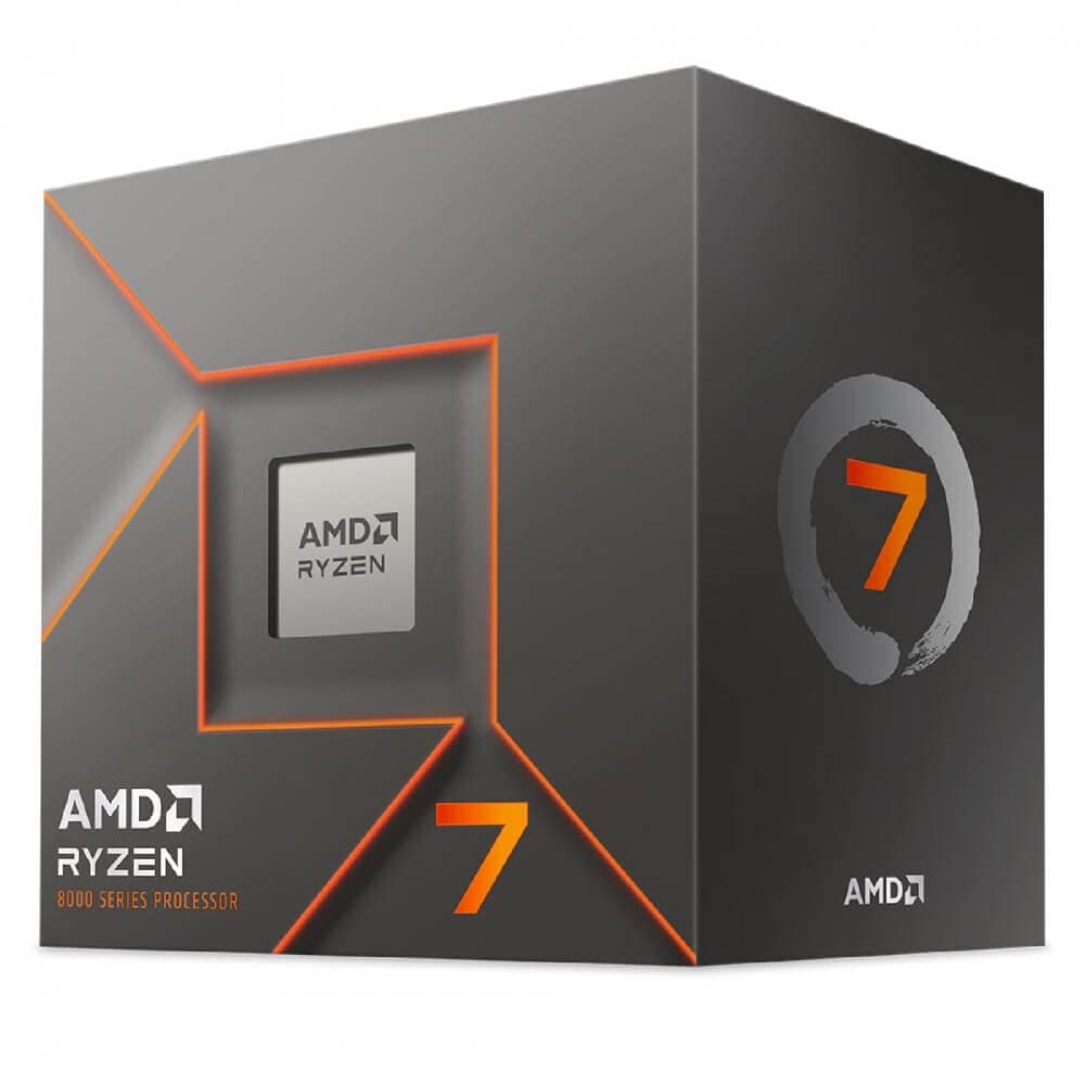 Processador AMD Ryzen 7 8700F AM5 4.1GHz (5.0GHz Max) 8 Cores 16 Threads 24MB Cache Cooler Wraith Stealth Sem Vídeo AMD Ryzen AI - 100-100001590BOX
