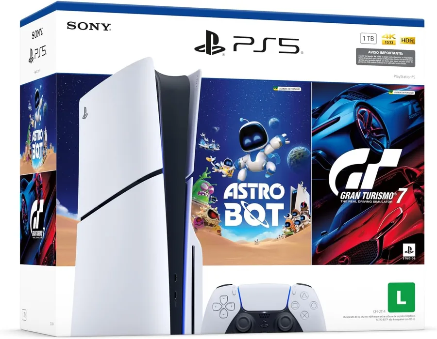 Console PlayStation 5 Slim com leitor de disco e controle DualSense